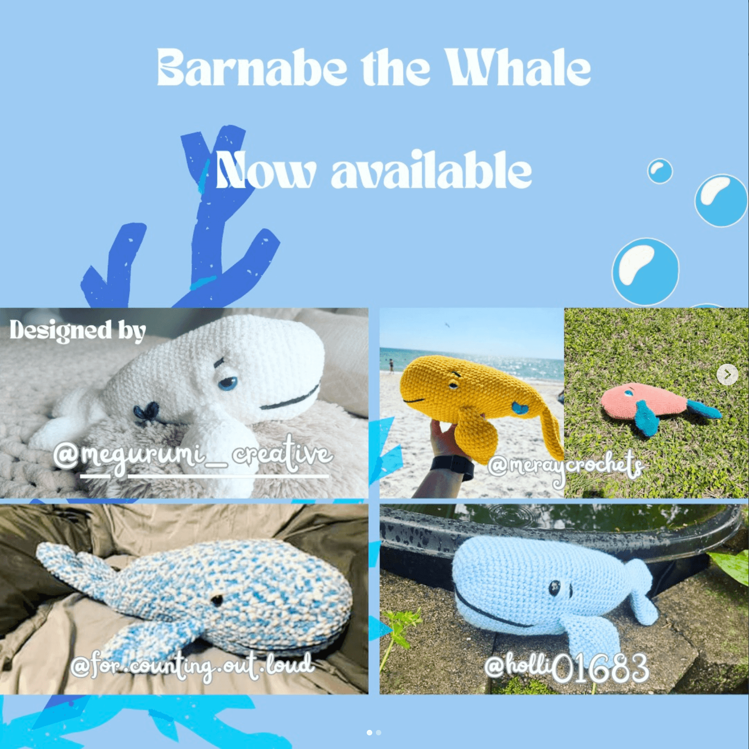 I'm so happy to announce the release of the Barnabé pattern! 🐋💙