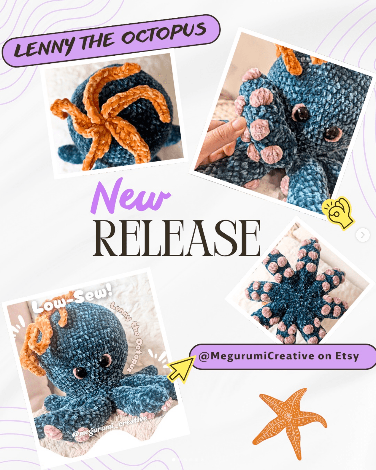 🎉 Lenny is Low Sew, and if you have the patience to make the 8 legs haha, the result will be worth it! 🐙😍
