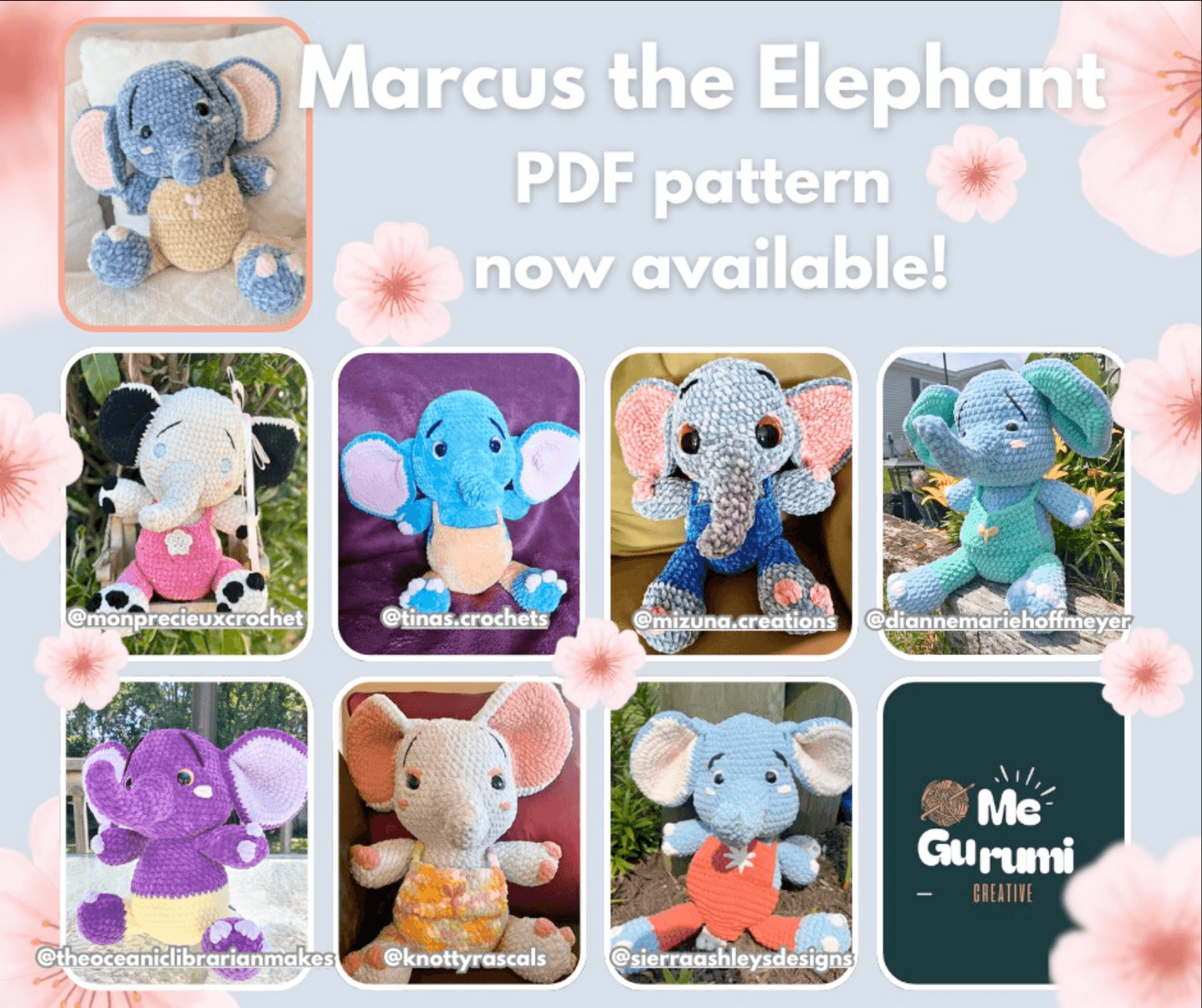 From soft pastels to bold colors, Marcus really shines no matter what shades you choose!
Some loved giving him kawaii eyes, others went for a more ghostly or dreamy look, and even those little
“happy accidents” like lower ears made every version charming in its own way. 🐘
