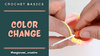 Voici le Changement de Couleur : Sur la derniére maille avant de changer de couleur, s'arréter avant le dernier jeté
et faire ce dernier jeté avec la nouvelle couleur pour terminer la maille, puis continuer é travailler
uniquement avec la nouvelle couleur.
