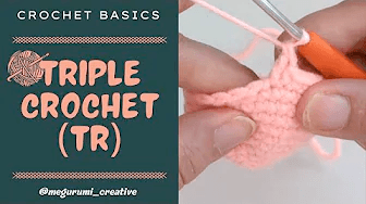 Here's the Triple Crochet (Treble): Yarn over twice, insert hook into the stitch, yarn over and pull
up a loop (you now have 4 loops on your hook). Yarn over, pull through 2 loops → yarn over,
pull through 2 loops → yarn over, pull through the last 2 loops.
